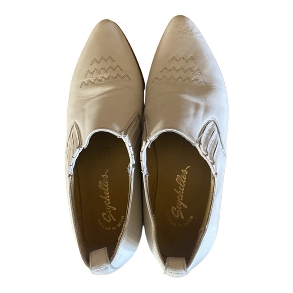 SEYCHELLES White Leather Cowboy Boot Low Cut Pointed Toe Low 1” Heel Size 6 - Picture 9 of 10